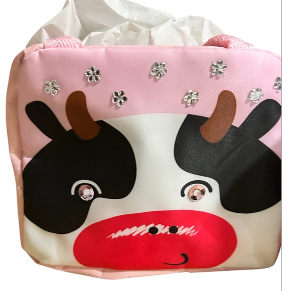 Pink and Black Cow Face Lunch Bag - Picture 2 of 4